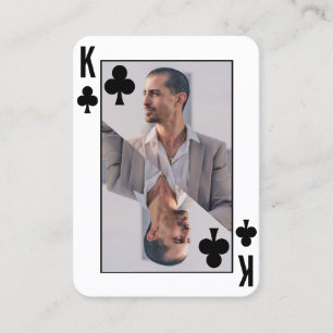 Koning der Clubs Foto Zwart Wit Poker Speler Visitekaartje
