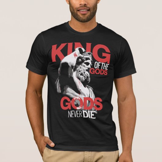 Koning der goden sterft nooit t-shirt (Voorkant)