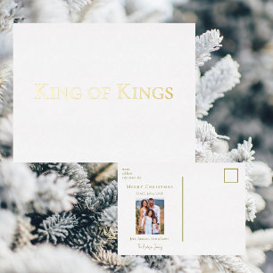 Koning der Koningen Familie Foto Kerst Goud Folie Feestdagen Briefkaart