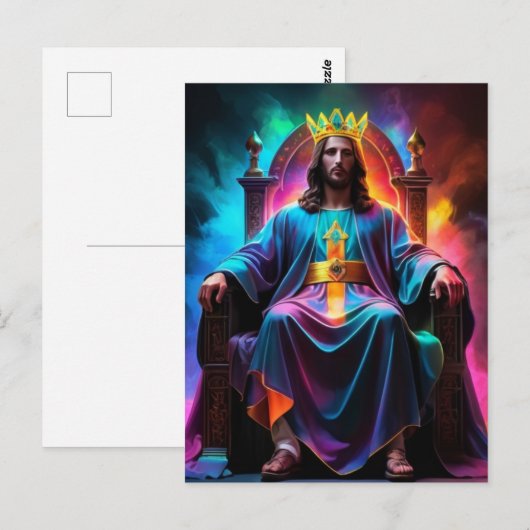Koning der koningen op zijn troon briefkaart (Voorkant / Achterkant)