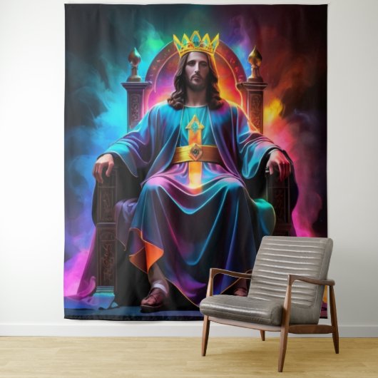 Koning der koningen op zijn troon wandkleed (In situ)