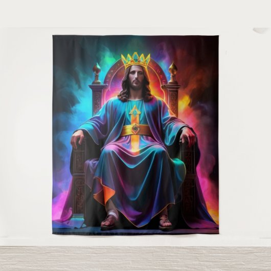 Koning der koningen op zijn troon wandkleed (Voorkant)