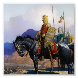 “Koning Edward bekijkt de slag” door NC Wyeth Foto Afdruk