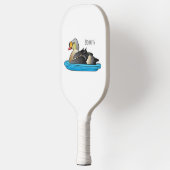 Koning eider vogel cartoon illustratie pickleball paddle (Links)