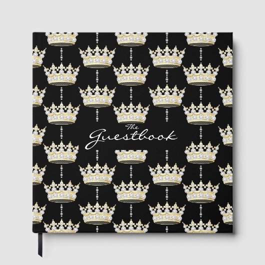 Koning en koningin Elegant Gold Crown + diamanten Gastenboek (Voorkant)