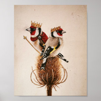 Koning en koningin Goldfinches - fantasieluistenku Poster