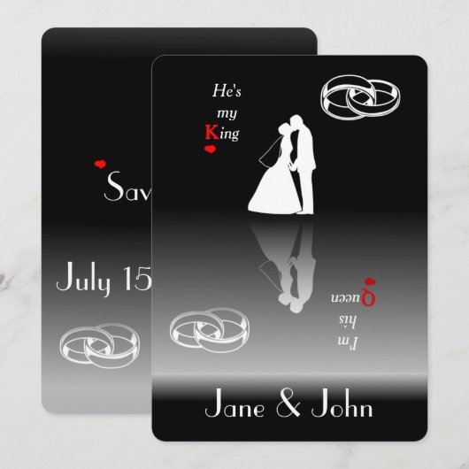 Koning en koningin | Huwelijksuitnodiging Kaarten (Voorkant / Achterkant)