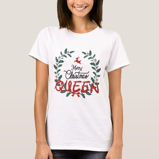 Koning en Koningin koppel Matching Kerstmis T-shirt (Voorkant)