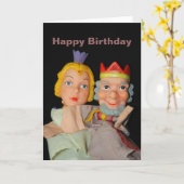 Koning en Koningin Poppen Verjaardagskaart Kaart (Gele Bloem)