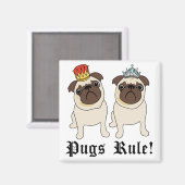 Koning en koningin Pug Magnets Magneet (Voorkant / Achterkant)