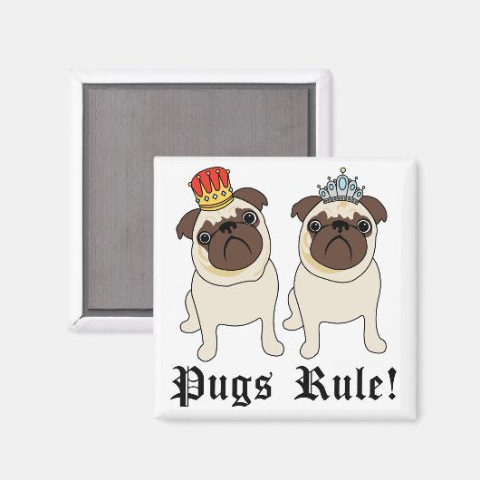 Koning en koningin Pug Magnets Magneet (Voorkant / Achterkant)