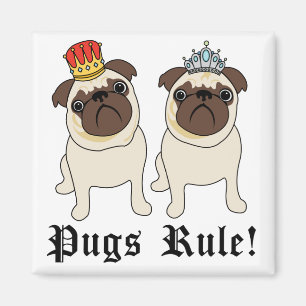 Koning en koningin Pug Magnets Magneet