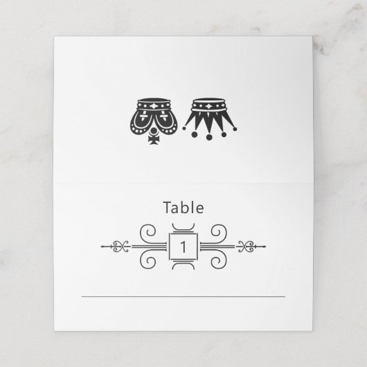 Koning en Koningin Schaakbordspel Bruiloft Plaatskaartje (Buitenkant ongevouwen)