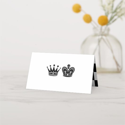 Koning en Koningin Schaakbordspel Bruiloft Plaatskaartje (Achterkant)