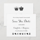 Koning en Koningin Schaakbordspel Bruiloft Save The Date (Voorkant / Achterkant)