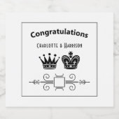 Koning en Koningin Schaakbordspel Bruiloft Sparkling Wijnetiket (Enkel label)