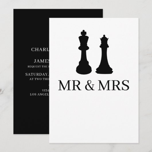 Koning en koningin-schaakdelen aankondiging (Voorkant / Achterkant)