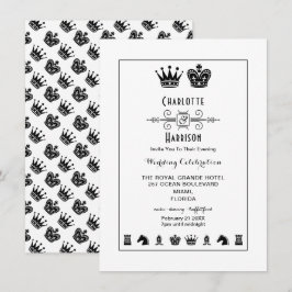 Koning En Koningin Schaken Bordspel Avond Huwelijk Kaart