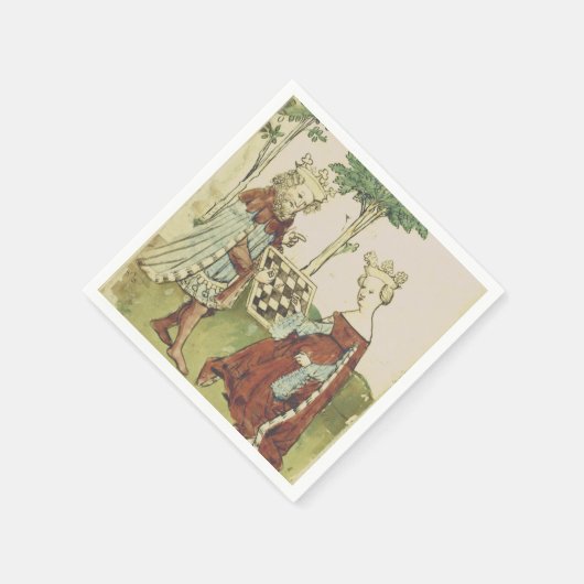 Koning en koningin spelen schaakspel Middeleeuwen Servet (Hoek)