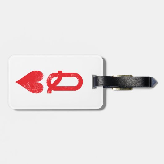 Koning en koningin van harten die kaarten spelen bagagelabel (Achterkant horizontaal)