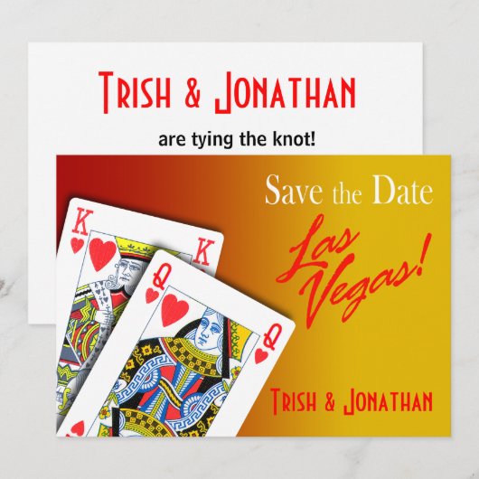 Koning en koningin van harten Las Vegas Wedding ye Save The Date (Voorkant / Achterkant)