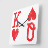 Koning en koningin van hartenspelen Kaarten spelen Vierkante Klok (Hoek)