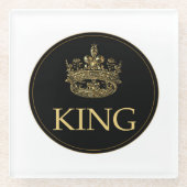 Koning en Kroonkoninklijk emblem Glazen Onderzetter (Voorkant)