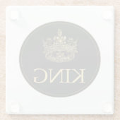 Koning en Kroonkoninklijk emblem Glazen Onderzetter (Achterkant)