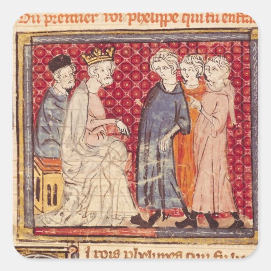 Koning Filip I, Grandes Chroniques de France Vierkante Sticker (Voorkant)