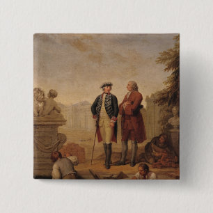 Koning Frederick II van Pruisen Vierkante Button 5,1 Cm