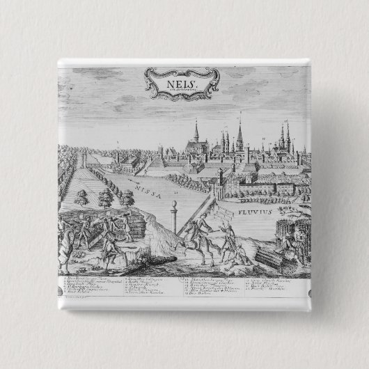 Koning Frederick II van Pruisen Vierkante Button 5,1 Cm (Voorkant)