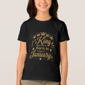 Koning geboren in januari Golden Crowns jongens Tri-Blend Shirt (Voorkant)