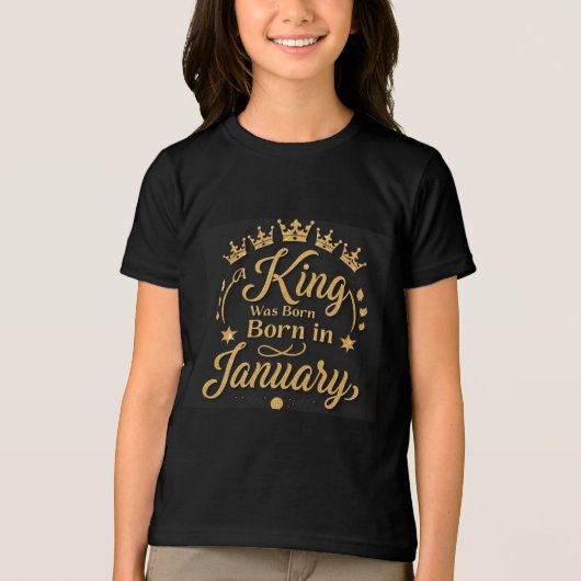 Koning geboren in januari Golden Crowns jongens Tri-Blend Shirt (Voorkant)