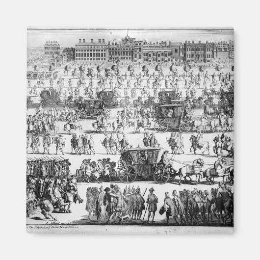 Koning George I processie aan St. James's Palace Magneet (Voorkant)