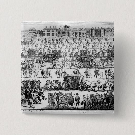 Koning George I processie aan St. James's Palace Vierkante Button 5,1 Cm (Voorkant)