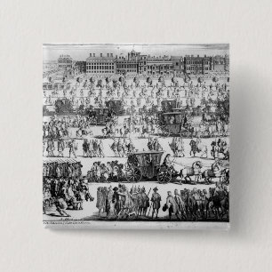 Koning George I processie aan St. James's Palace Vierkante Button 5,1 Cm