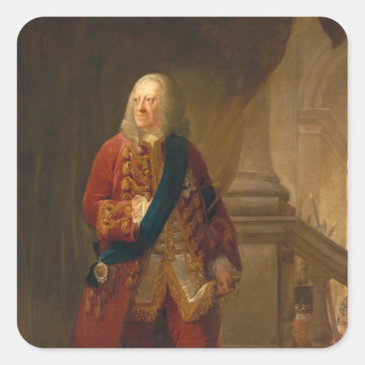 Koning George II, 1759 Vierkante Sticker (Voorkant)