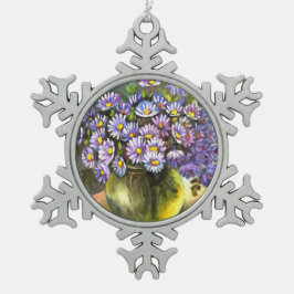 koning George zingt in een metallische vaas Tin Sneeuwvlok Ornament