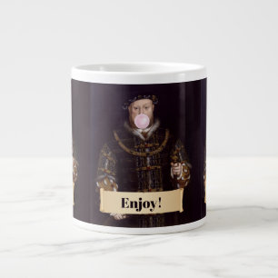 Koning Hendrik VIII Blaast Roze Bubble Gum Grote Koffiekop