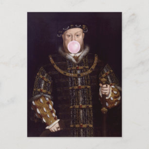 Koning Hendrik VIII die roze kauwgom blaast Briefkaart