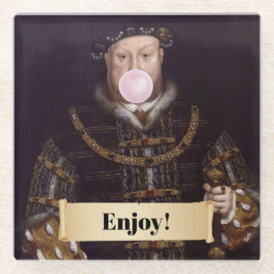 Koning Hendrik VIII die roze kauwgom blaast Glazen Onderzetter