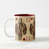 koning hoort PLaying Kards Collage Tweekleurige Koffiemok (Links)