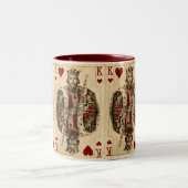 koning hoort PLaying Kards Collage Tweekleurige Koffiemok (Center)