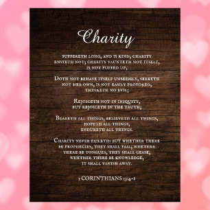 Koning James Bijbel Verse 1 Korintiërs 13 Rustiek Canvas Afdruk