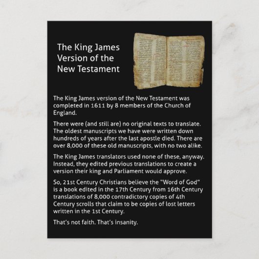 koning james versie van het nieuwe briefkaart van (Voorkant)