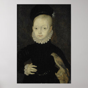 Koning James VI met Sparrow Hawk - 1574 Poster