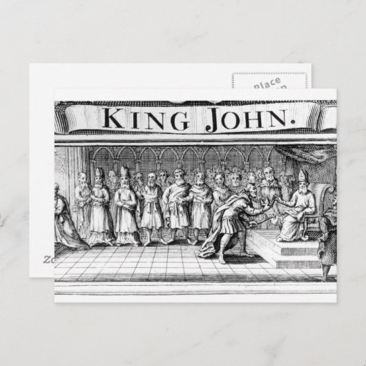 Koning John geeft zijn kroon over Briefkaart (Voorkant / Achterkant)