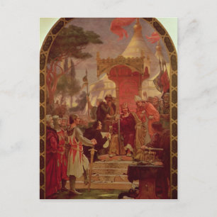 Koning John Verleent de Magna Carta in 1215, 1900 Briefkaart