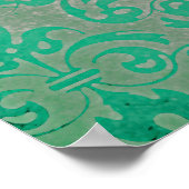 Koning Jullian & Lemurs op een Limb Green Damask P Poster (Hoek)