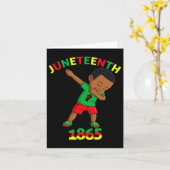 Koning Juneteenth Melanine Bruin Huid Jongens Kaart (Gele Bloem)